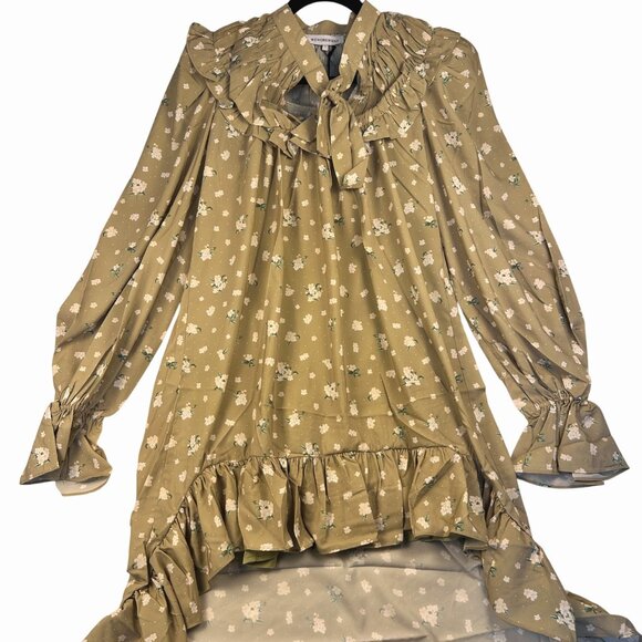 WeWoreWhat Green Floral High-Low Ruffle Maxi Dress Size S Feminine Cottagecore - Picture 3 of 13